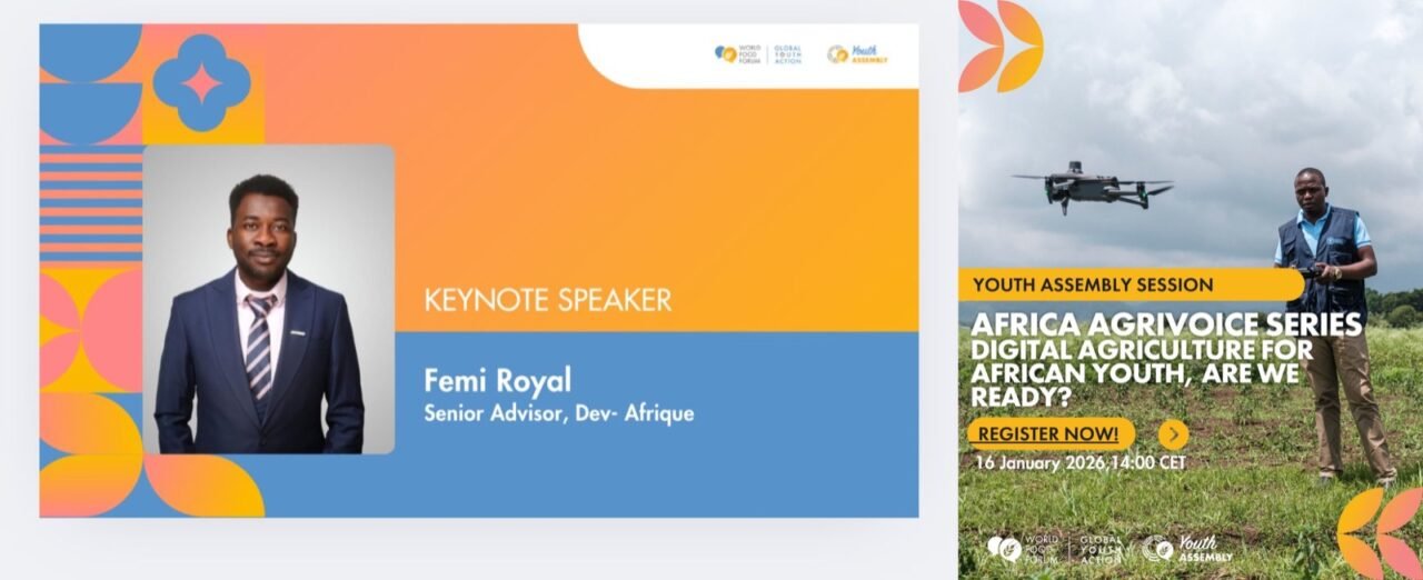 World Food Forum Youth Assembly keynote speaker card for Femi Royal, Senior Advisor, Dev-Afrique