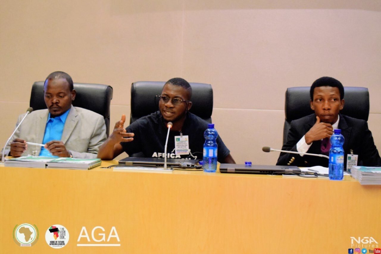 Femi Royal speaking at the African Union headquarters, Addis Ababa